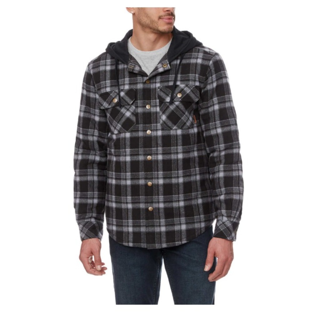 Legendary Outfitters Men's Hooded Plaid Flannel Shirt Jacket Medium Whitetails
